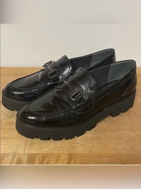 Franco Sarto Bergamot Bit Platform Loafers faux patent leather women’s size 10